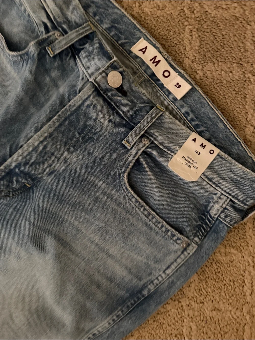 AMO Light Blue High-Rise Straight-Leg Jeans